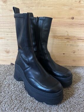 MIISTA DEANDRA BOOTS - BLACK STRETCH GRAINY LEATHER size 40